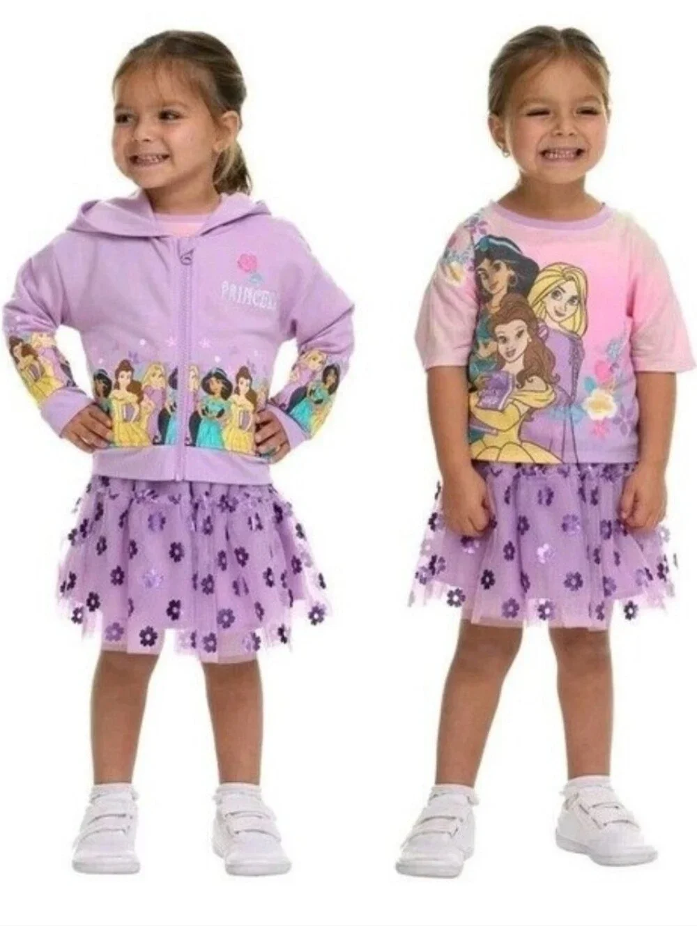 Disney Princess 3 piece Tutu Set Jacket Tutu Skirt and Shirt Purple 3T
